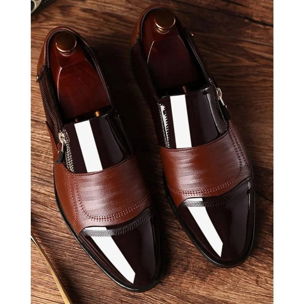 Fashion Men Brown color block Vegan Leather Business Casual Dress Shoes 41 US 9